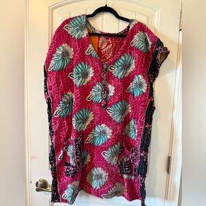 Kantha Floral Pink and Blue tunic dress